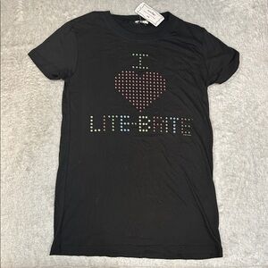 HERITAGE • Black I love Lite Brite tee, small NWT